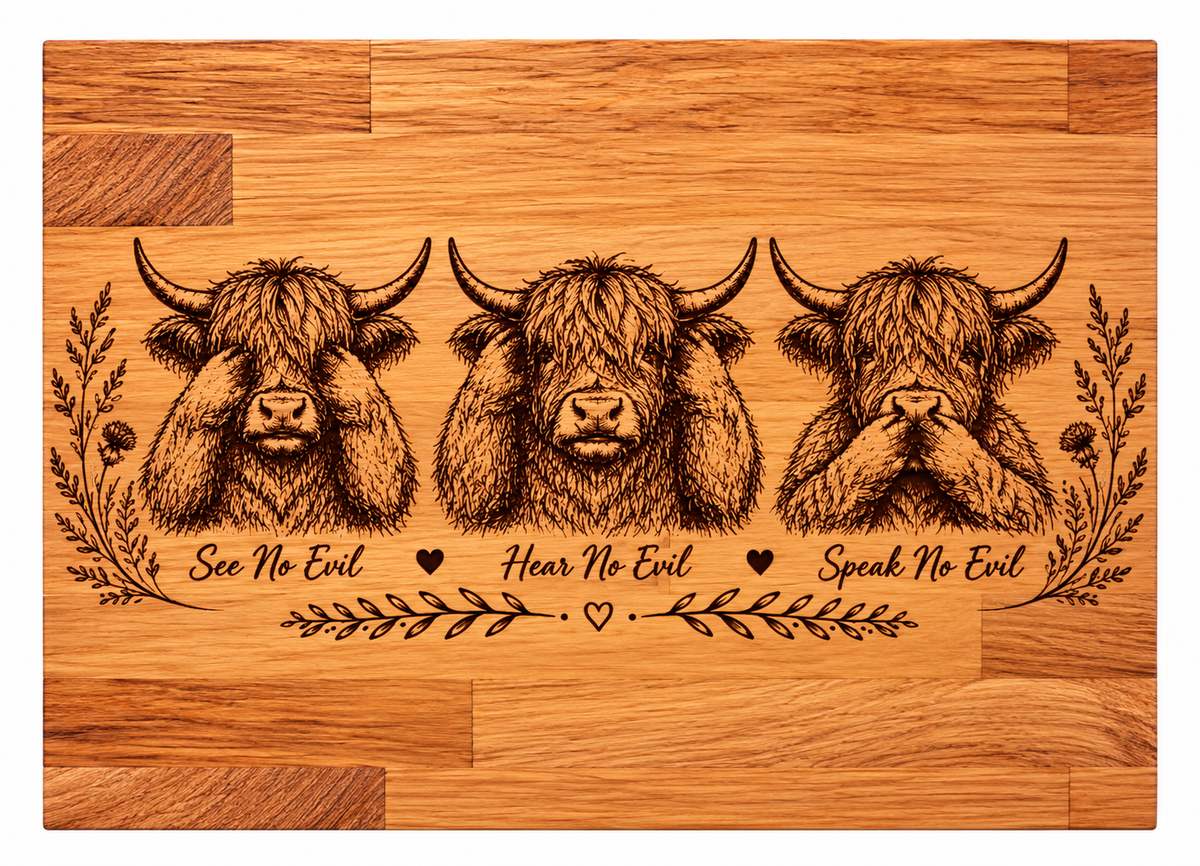 Trio highland cow chopping board